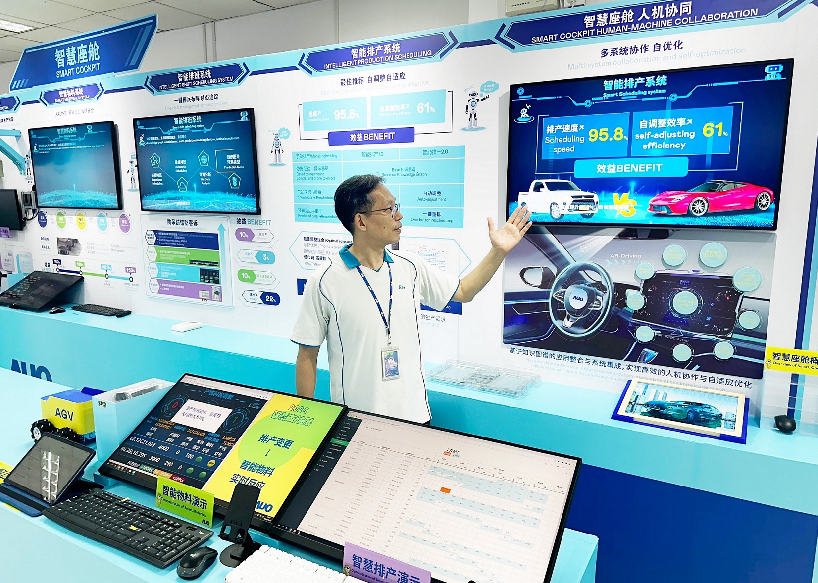 友達廈門將5G+ABC技術串聯生產管理全流程，打通研發、採購、生管、製程、設備、品質等產品全生命週期製造流程，完成數位化設計、智慧供應鏈、智慧座艙、全流程設備管理、資料驅動優化、智慧線上檢測、智慧品管等自我調整生產模式升級